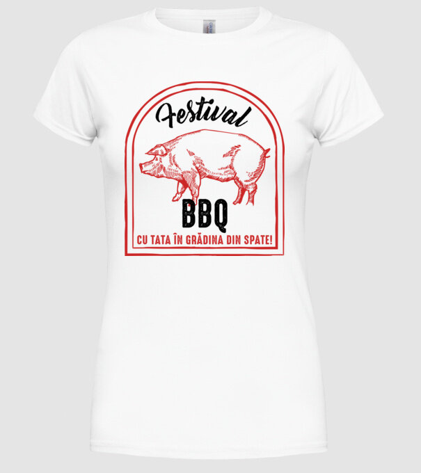 Festival BBQ - cu tata în grădina din spate! model alb pe tricou