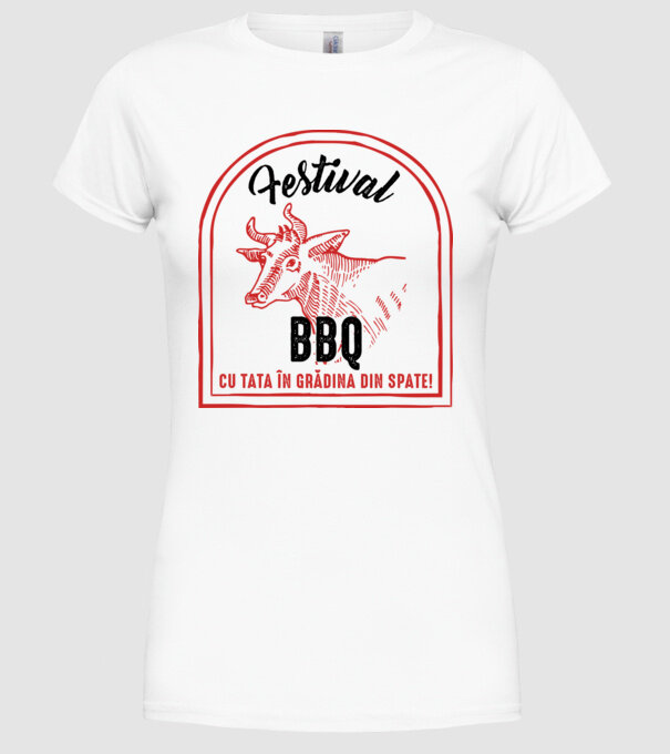 Festival BBQ - cu tata în grădina din spate! model alb pe tricou
