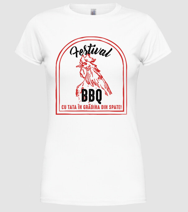 Festival BBQ - cu tata în grădina din spate! model alb pe tricou