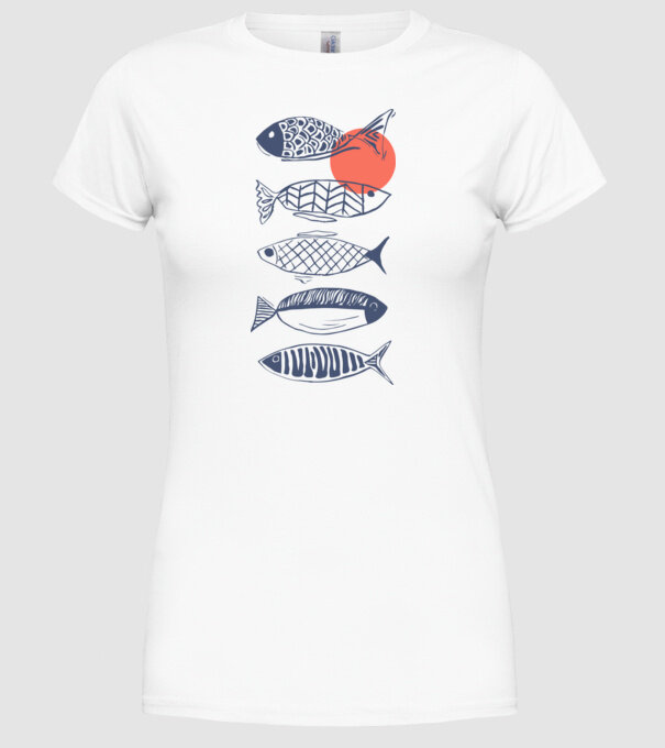 Fish model alb pe tricou