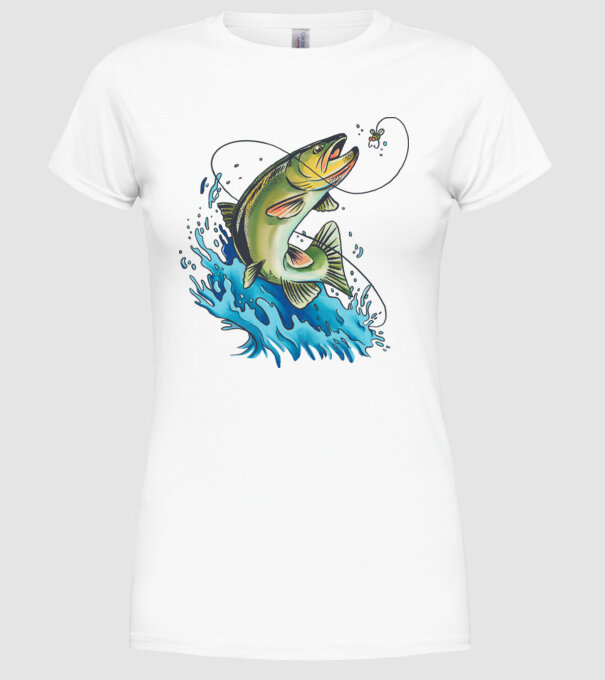 Fish model alb pe tricou