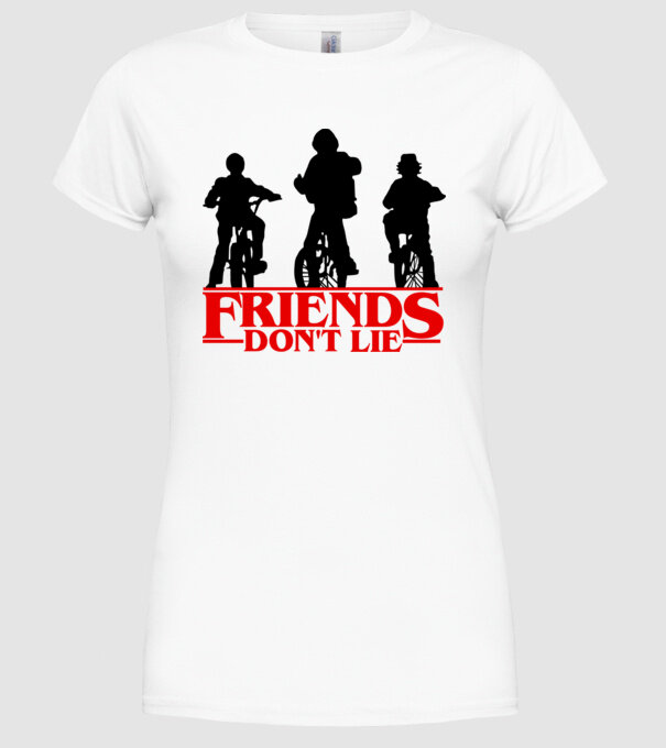 friends dont lie bicycle model alb pe tricou