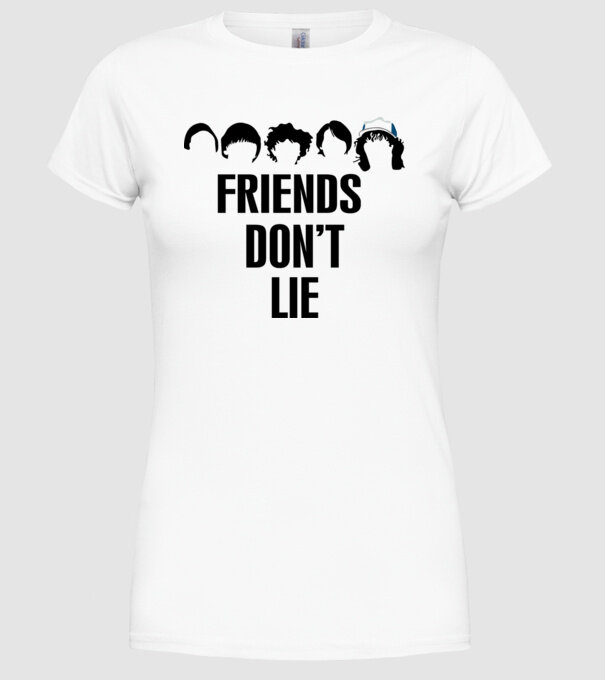 friends dont lie stranger things model alb pe tricou