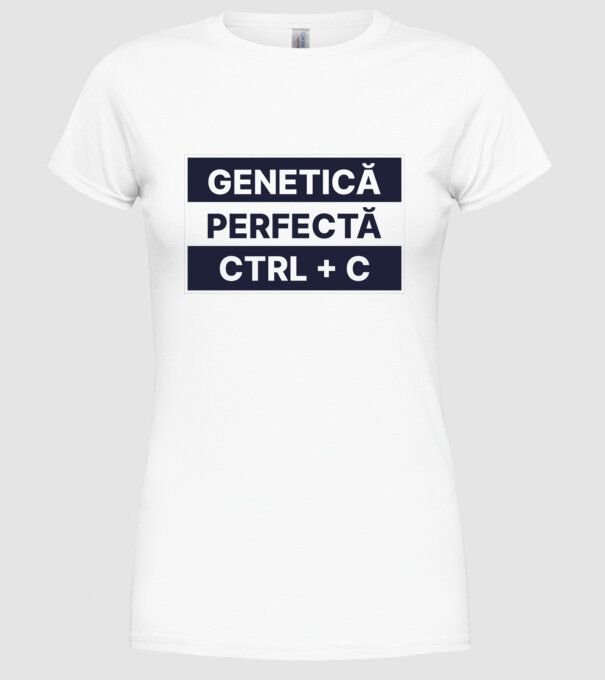 Genetică perfectă CTRL + C model alb pe tricou