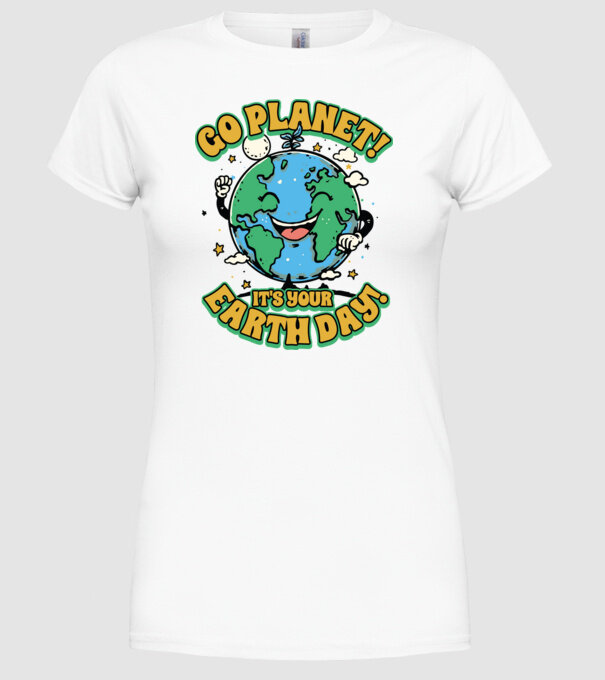 Go planet model alb pe tricou