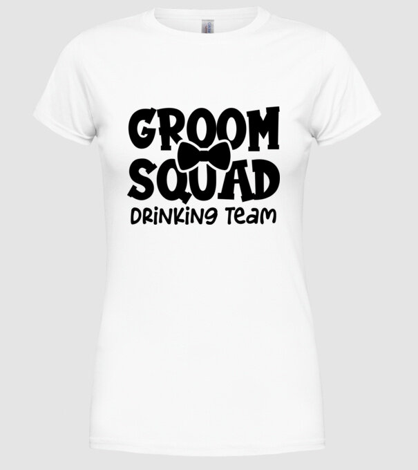Groom Squad model alb pe tricou