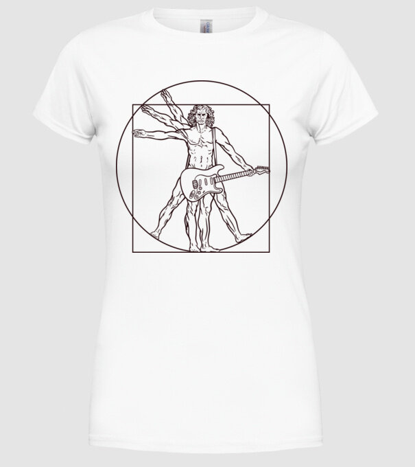 Guitar player model alb pe tricou