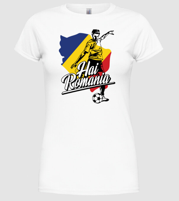Hai romania fotbal model alb pe tricou