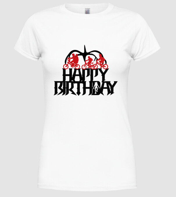 happy birthday stranger things model alb pe tricou