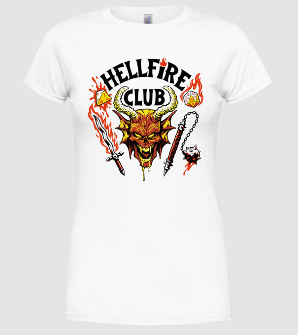 Hellfire ok model alb pe tricou