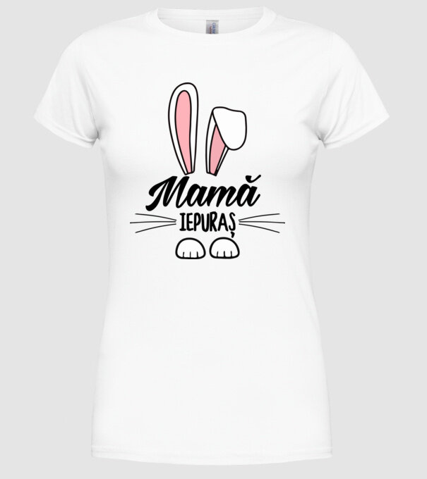iepuraș mamă model alb pe tricou