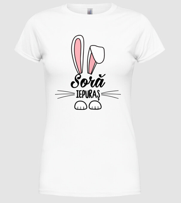 iepuraș soră model alb pe tricou