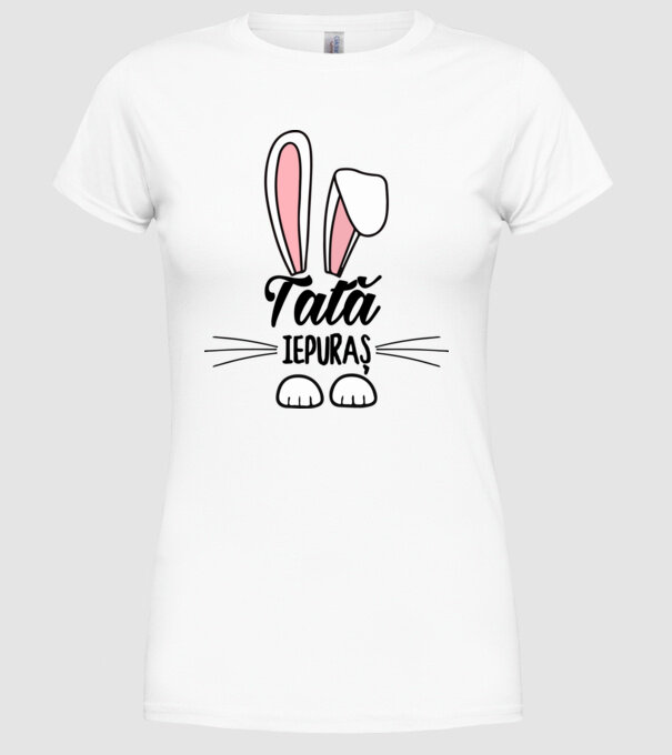 iepuraș tată model alb pe tricou