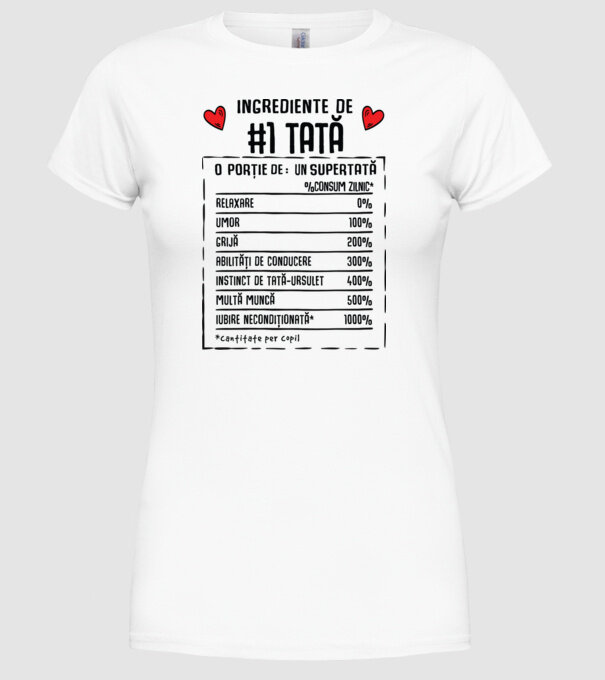 Ingrediente Tată model alb pe tricou