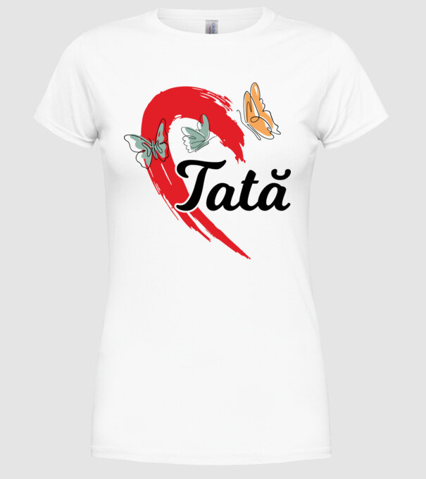 Tată model alb pe tricou