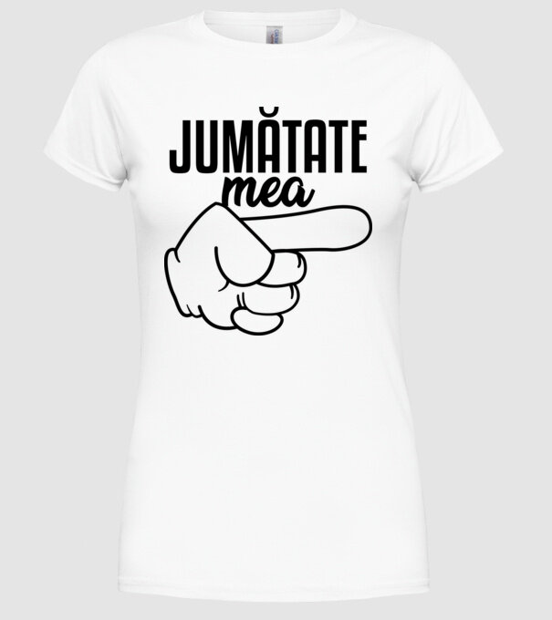 Jumătate a mea model alb pe tricou