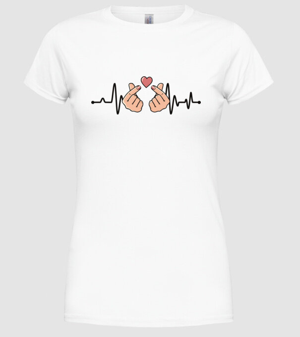 Kpop heartbeaT model alb pe tricou