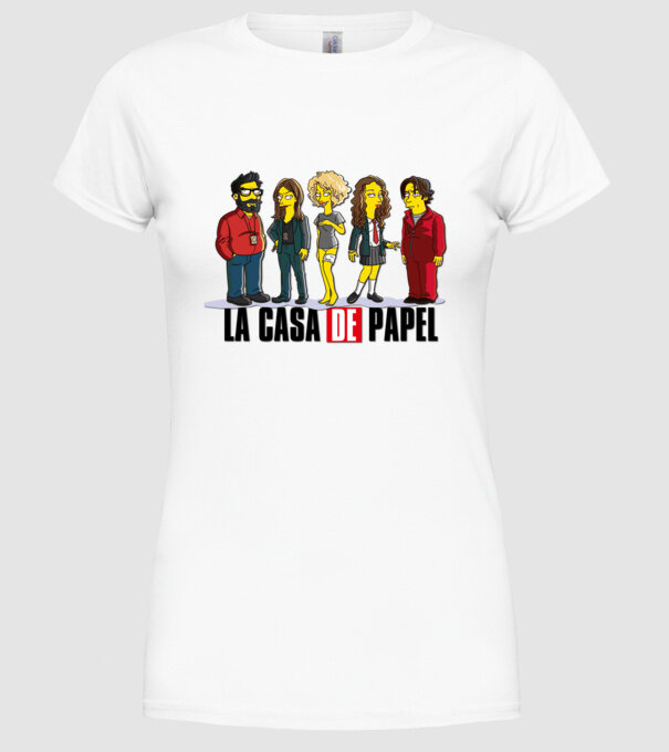 la casa de papel simpson model alb pe tricou