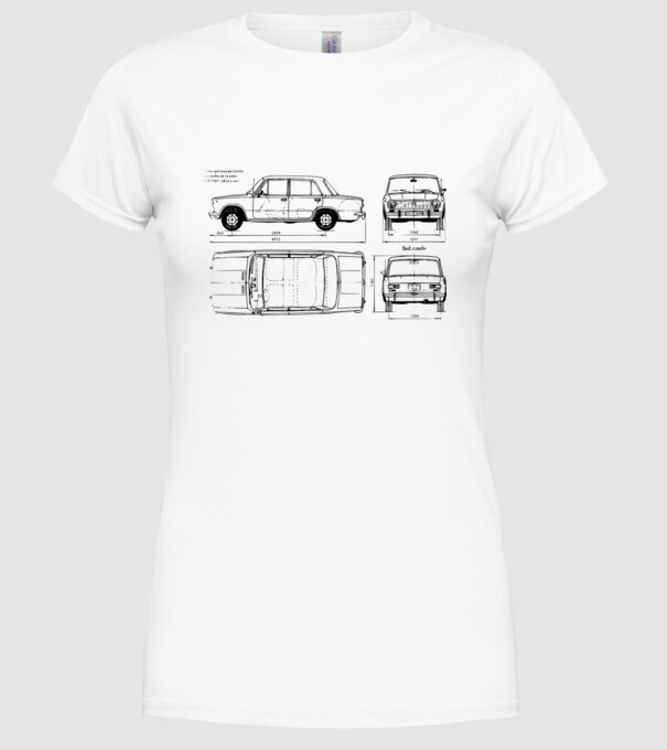 Lada model alb pe tricou
