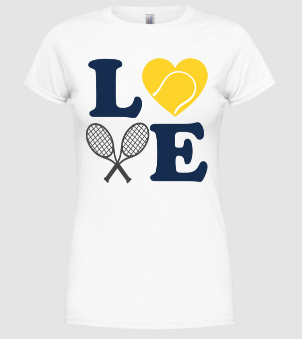 LOVE Tennis model alb pe tricou