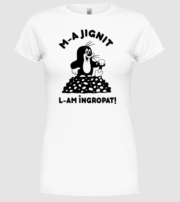 M-a jignit, l-am îngropat model alb pe tricou