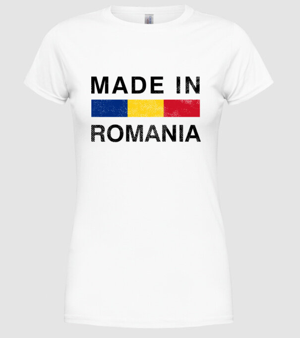 made in romania model alb pe tricou