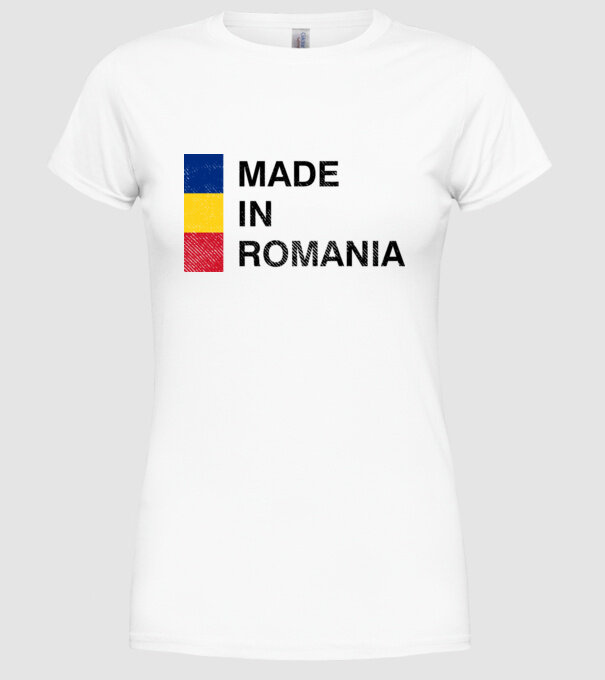 made in romania model alb pe tricou