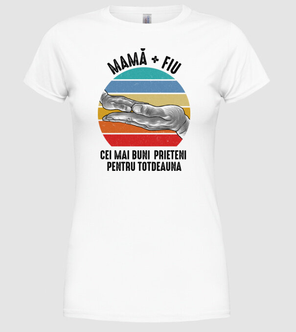 Mamă + fiu - Cei mai buni prieteni pentru totdeauna model alb pe tricou