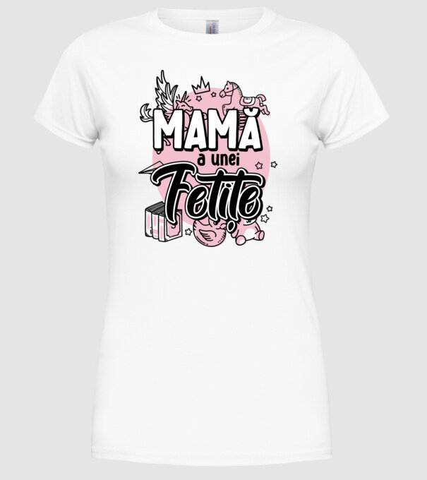 Mamă a unei fetițe model alb pe tricou