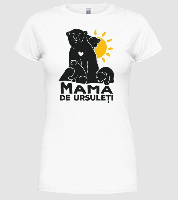 Mamă de ursuleți model alb pe tricou