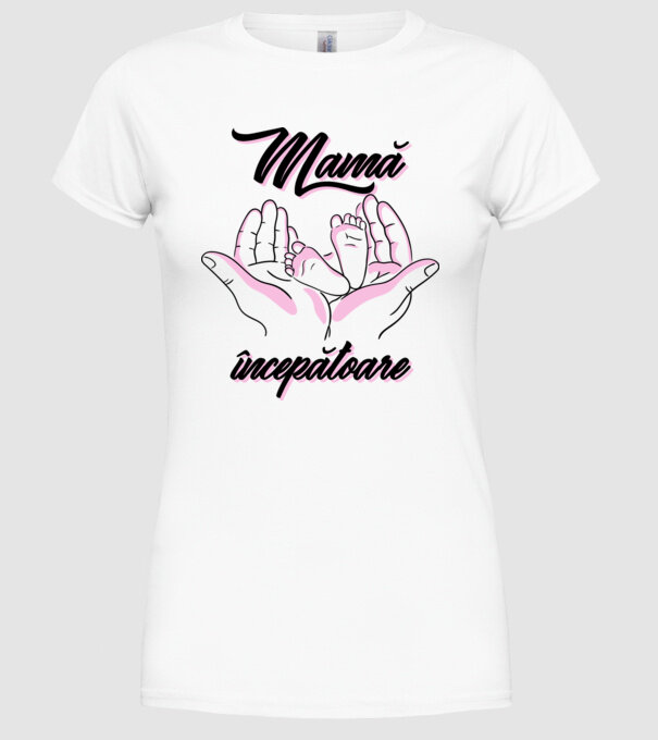 Mamă începătoare model alb pe tricou