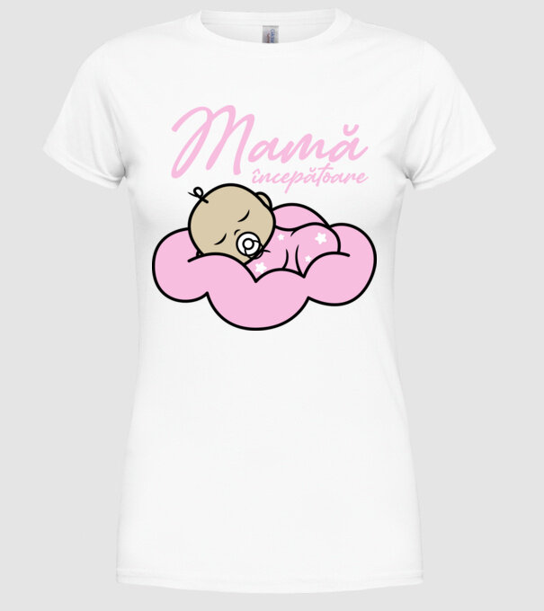 Mamă începătoare model alb pe tricou