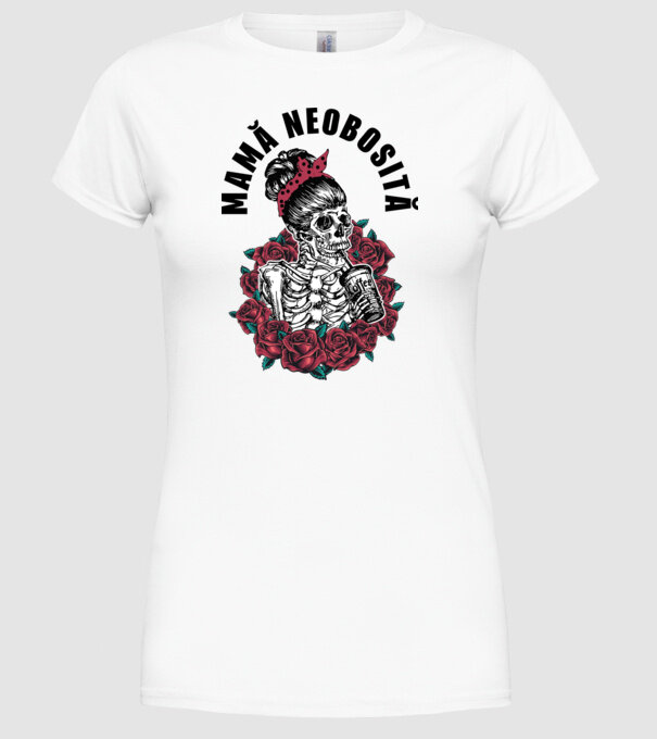 Mamă neobosită model alb pe tricou