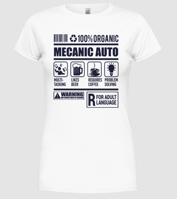 MECANIC AUTO model alb pe tricou