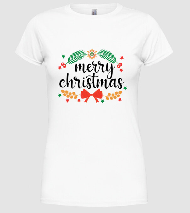 Merry christmas model alb pe tricou