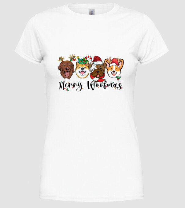 Merry woofmas 2 model alb pe tricou