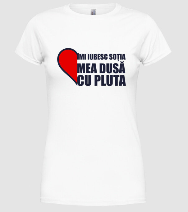 îmi iubesc soția mea dusă cu pluta model alb pe tricou
