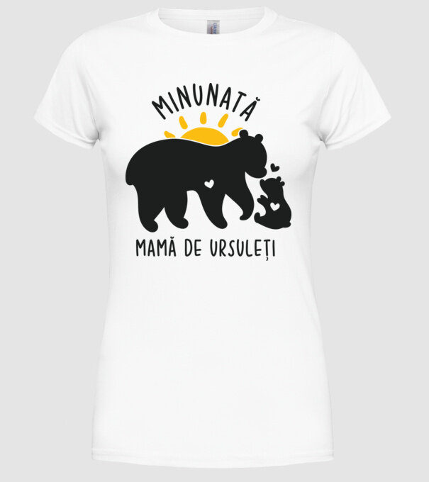 Minunată mamă de ursuleți model alb pe tricou