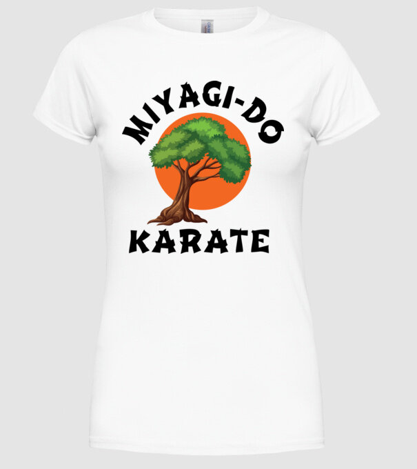 Miyagi-do karate logo model alb pe tricou