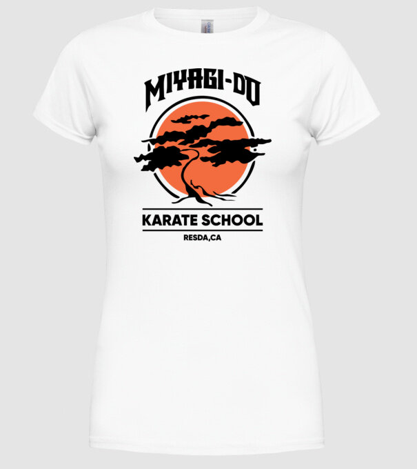 Miyagi-do karate school model alb pe tricou