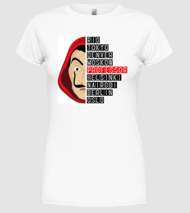 money heist cities model alb pe tricou
