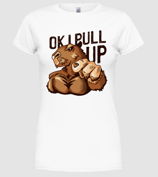 Muscular Capybara - capibară model alb pe tricou