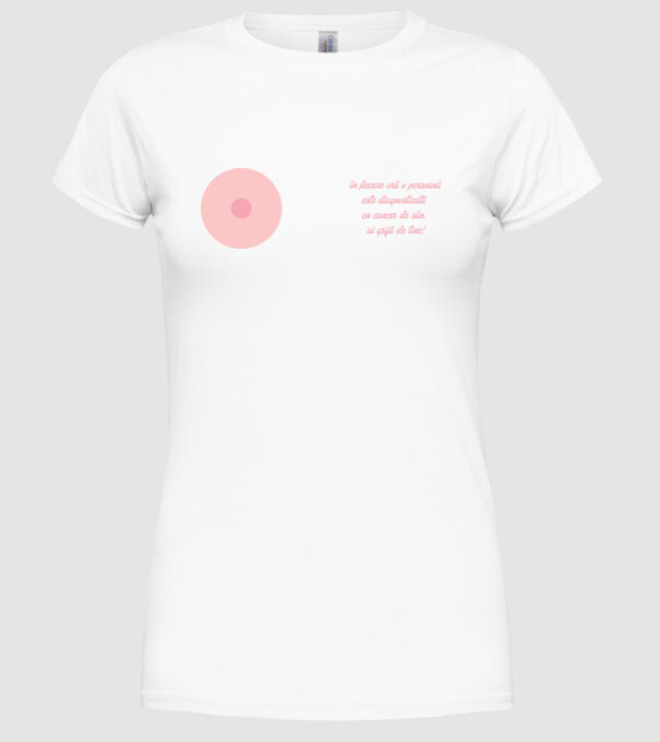 în fiecare oră o persoană este diagnosticată cu cancer de sân. ai grijă de tine! model alb pe tricou