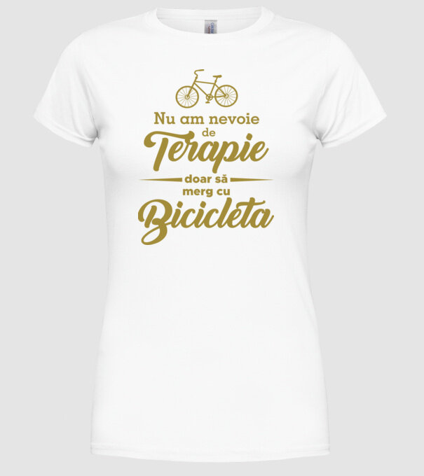 nu am nevoie de terapie, doar să merg cu bicicleta model alb pe tricou