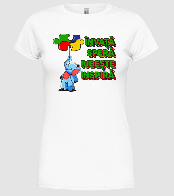 Învață, speră, iubește, inspiră model alb pe tricou