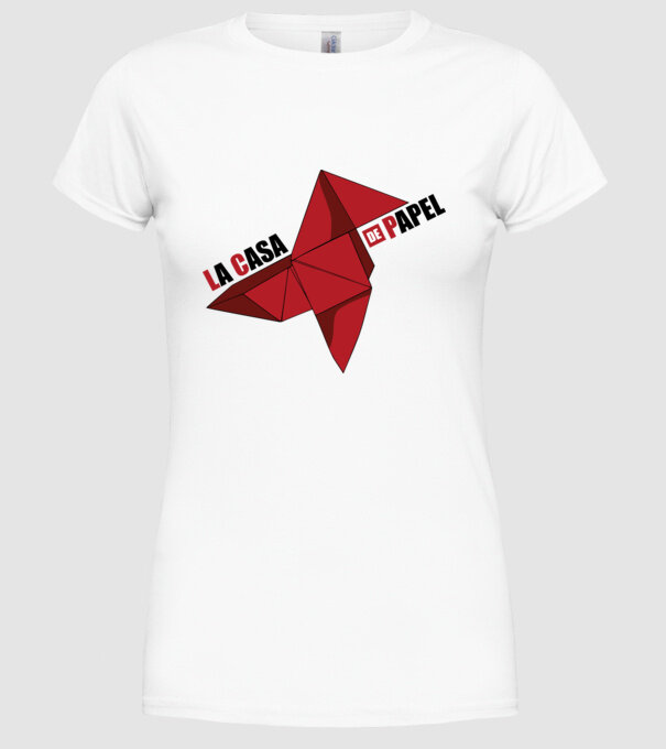 origami la casa de papel white model alb pe tricou