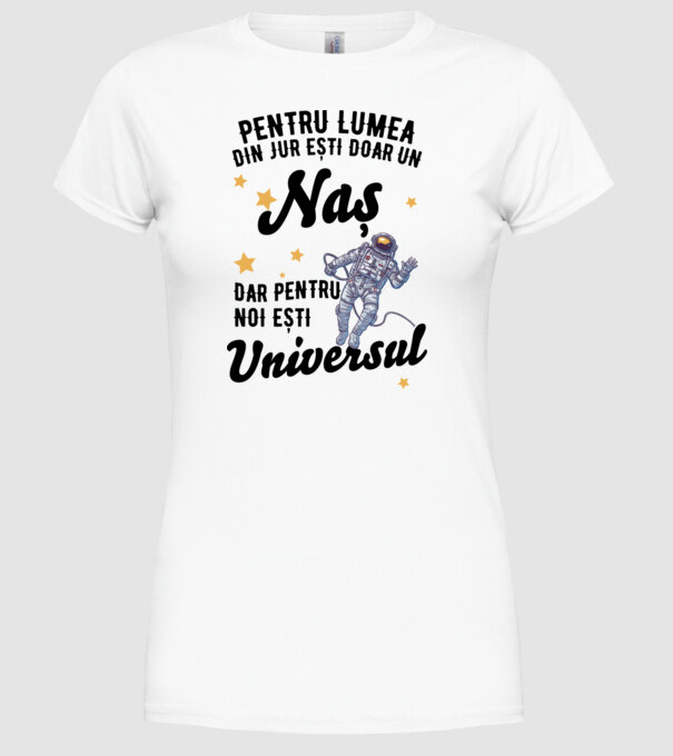 Pentru lumea din jur ești doar o naș, dar pentru noi ești întreaga lume 02 (2) model alb pe tricou