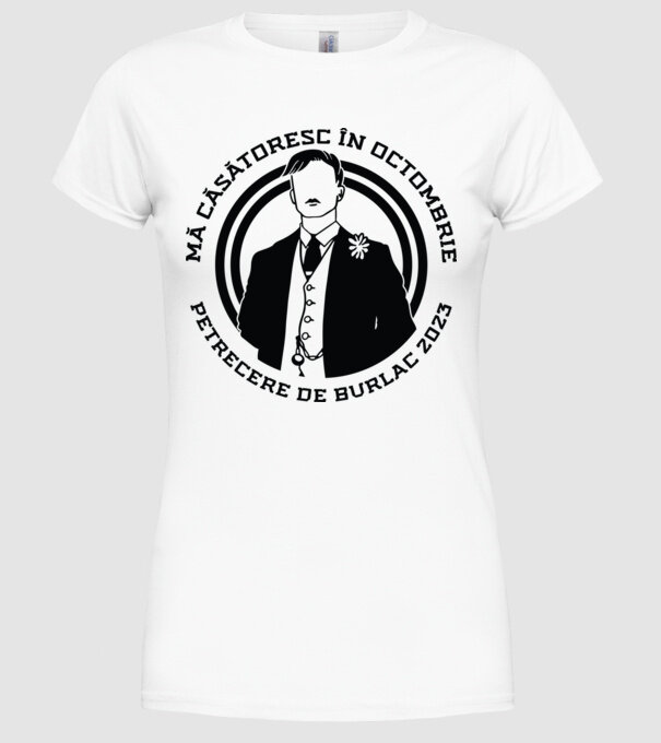 Petrecere de burlac octombrie model alb pe tricou