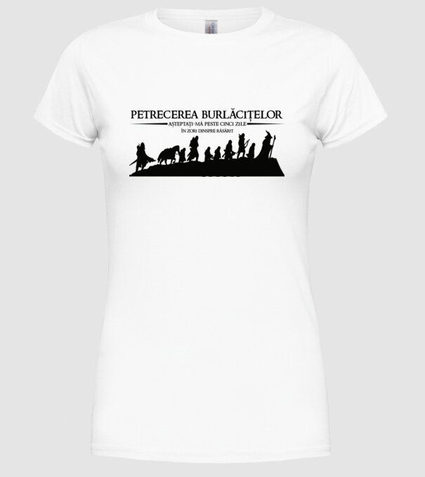 petrecerea burlăcițelor - așteptați-mă peste cinci zile - în zori dinspre răsărit model alb pe tricou