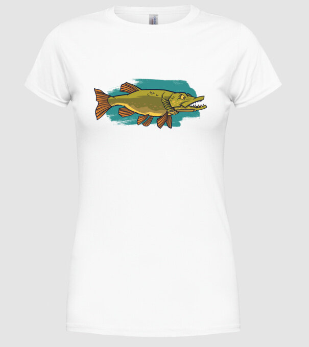 Pike model alb pe tricou